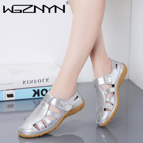 

quality women genuine leather sandals casual summer ladies closed toe beach sandals women flats shoes comfort female sneakers, Black