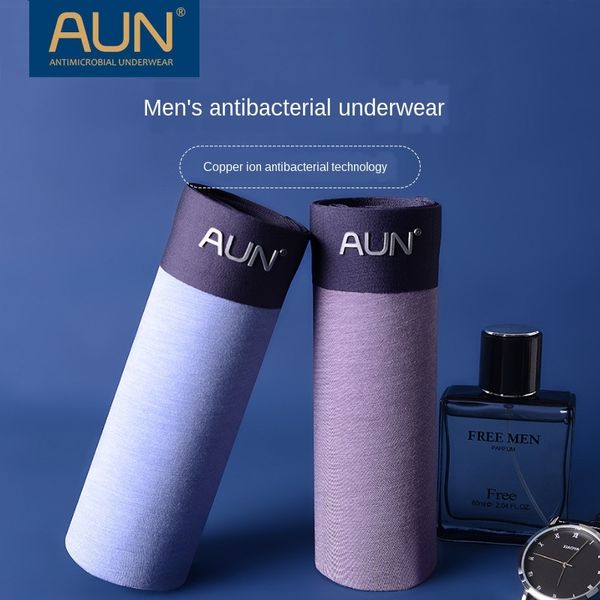 

myf35 aun boxed men's underpants underpants modal breathable solid color underwear copper ion antibacterial middle waist boxer underwea, Black;white