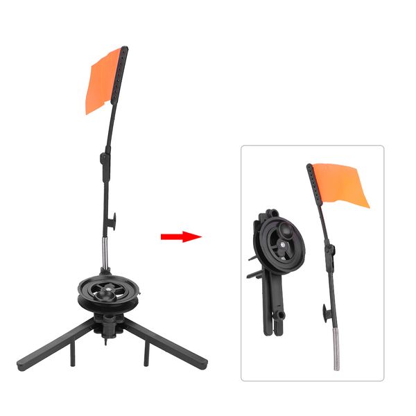 

ice fishing rod tip-up compact metal pole orange flag angler tackle accessory fishing tools