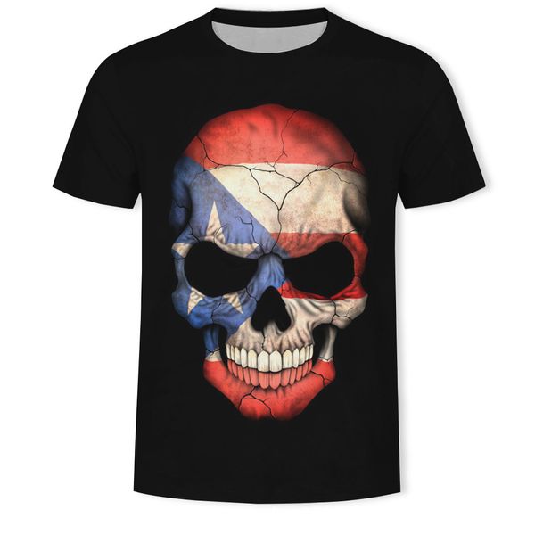 

mens designer summer short sleeve 3d skull printed t-shirt loose, White;black