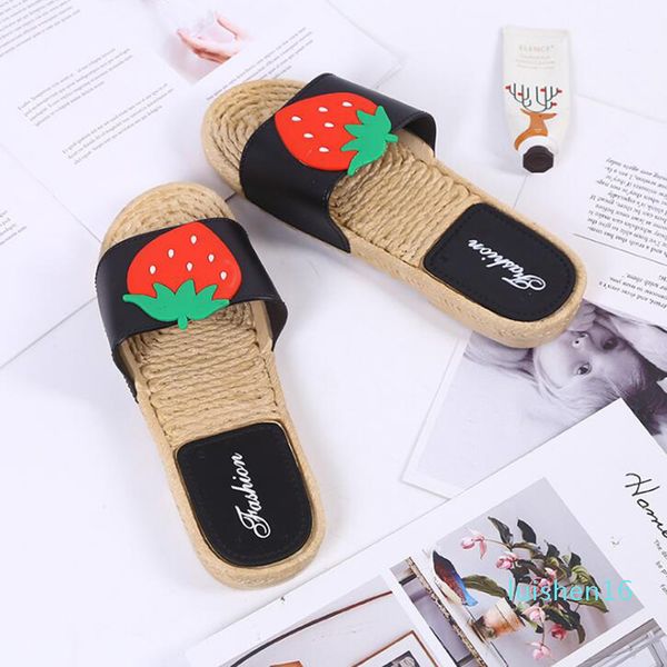 

slippers women summer new fruit badslippers indoor slippers zapatillas de mujer kapcie flip flops bathroom home house c l16, Black