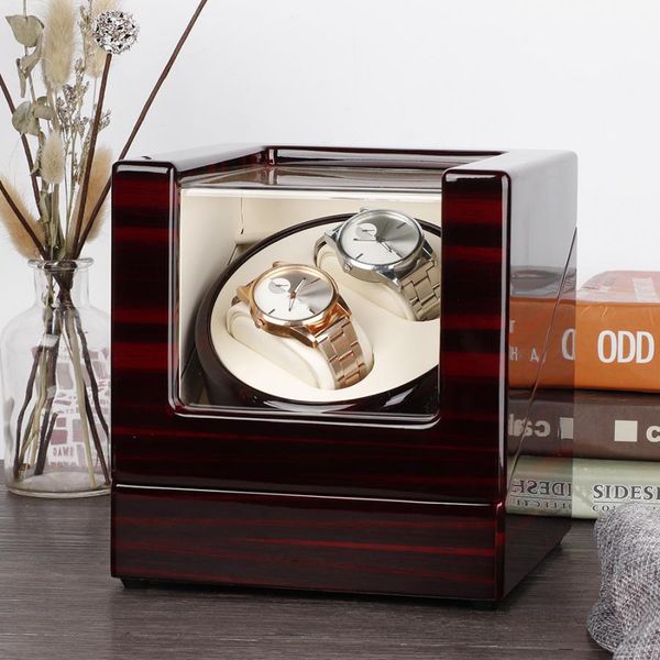 

2+0 automatic watch winder box for wristwatch mechanical watch 100-240v storage holder display case, Black;blue
