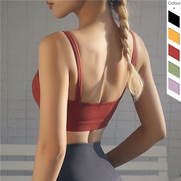 

new sport bra women fitness double shoulder strap seamless femme sport brassiere for running gym yoga bra fitness vest, White;black