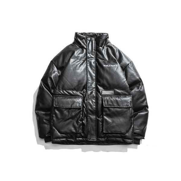 

seveyfan mens japan style parkas winter jacket and coat oversized hip hop printed pockets warm jacket for male r2940, Black