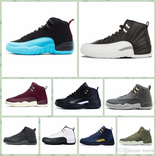 

j012ha 12 12s gym red wntr new mens outdoor shoes for man michigan bulls flu game unc french blue sneaker trainers sports designer