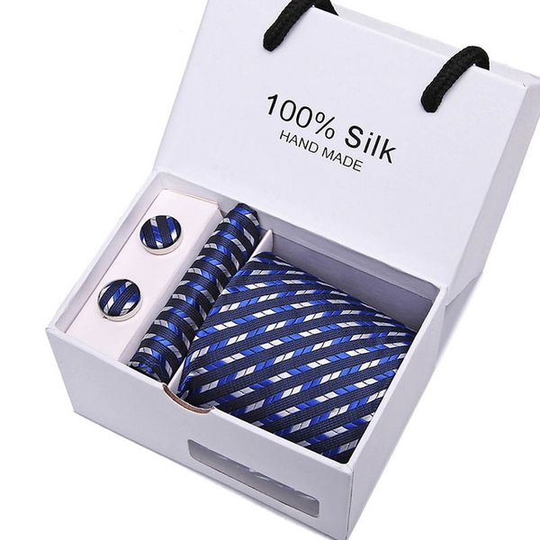 

новая мода полосатых плед мужская tie набор красный синий серый классический neck ties костюм бизнес свадьба высокое качество 8см подарок ше, Black;blue