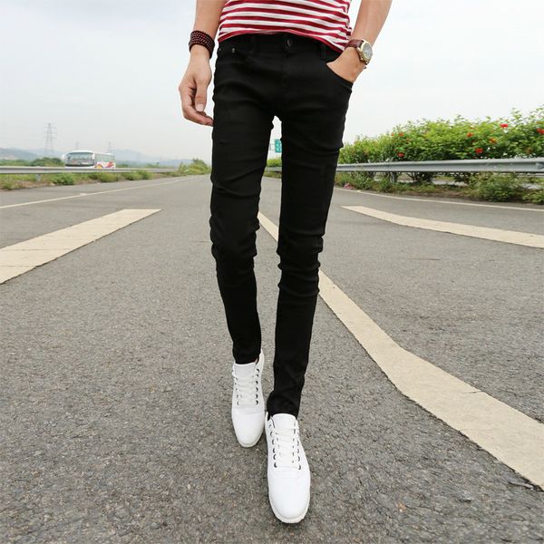 

elasticity men skinny pants korean-style slim models long pants 2017 summer teenager students jeans, Blue