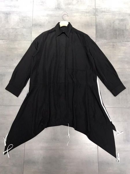 

2019 новые дамы высокого качества мода с длинным рукавом отворот сплошной цвет шнурок подол пальто 0812, Black;brown