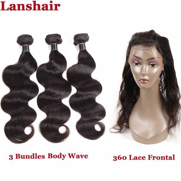 

бразильский объемная волна человеческих волос weave пучки 360 полный шнурок фронтального бразильские волосы девственницы 360 полный шнурок з, Black