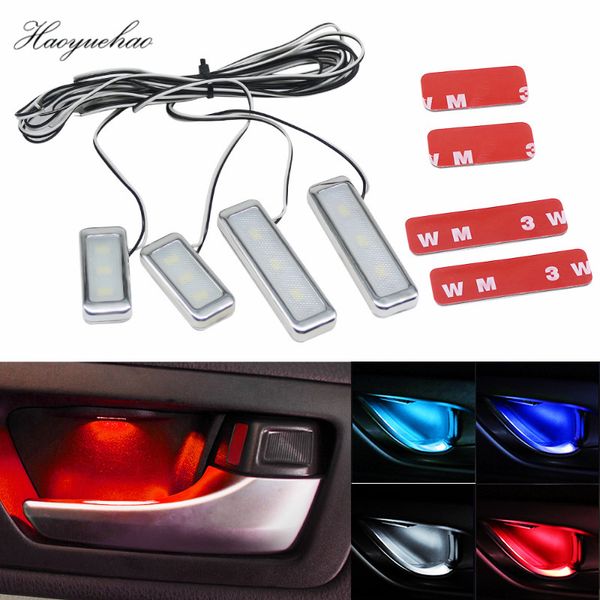 

4 pcs universal decorative lights auto atmosphere lamp lnterior armrest door handle led lighting lnterior car bowl