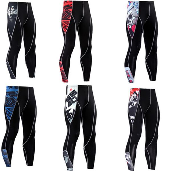 

brand high elasticity leggings men gym compression fitness tights pants jogging sportswear sports trousers leggings running pan bvn, Black;blue