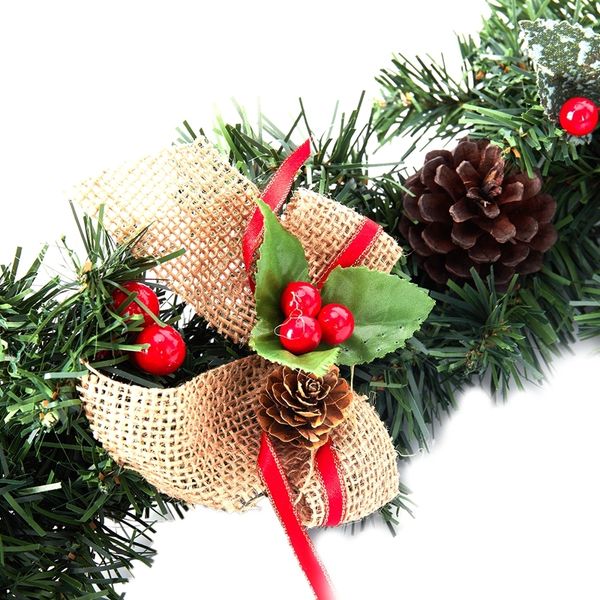 

1.8м / 6ft рождественские гирлянды для каминов искусственный венок garland с ягодами pinecones и burlap bowknots xmas украшения