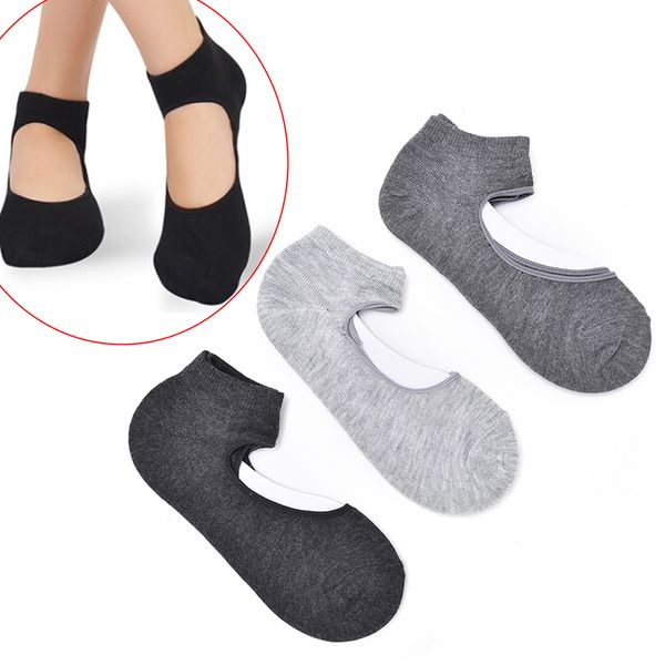 

women cotton yoga socks backless non-slip invisible socks sports flexibility breathable, Black