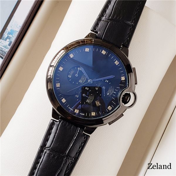 

mens watches rose gold fashion datejust vintage swiss movement leather watch all subdials work square watch, Slivery;brown