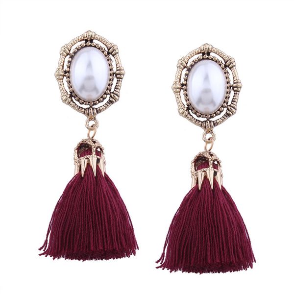

bohemia dangle drop earrings for women summer pearl fringe tassel earrings for women fashion ethnic jewelry pendientes oorbellen xd, Silver