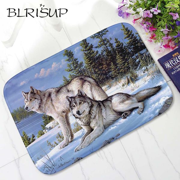 

blrisup lovley pet dog wolf floor mat anti-slip doormat entry front door mats outdoor entrance indoor welcome mat kitchen carpet