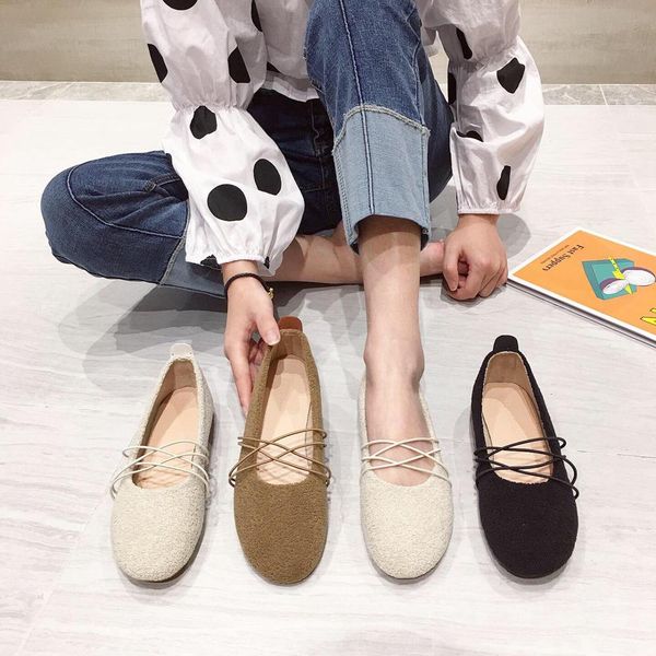 

casual woman shoe shallow mouth elegant round toe slip on shoes for women women's ballerinas soft modis loafers fur female, Black