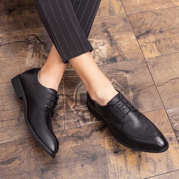 

fashion outdoor men's business dress shoes wedding party leather men casual shoes pointed toe oxford wedding w5, Black