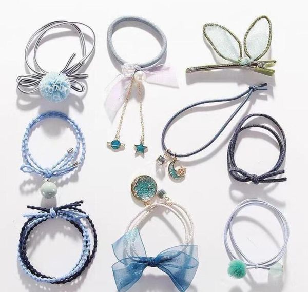 

новый ребенок девочка зажим для волос подарочный набор лук головной убор 9 шт. высокое качество эластичные ленты для волос аксессуары дети л, Slivery;white