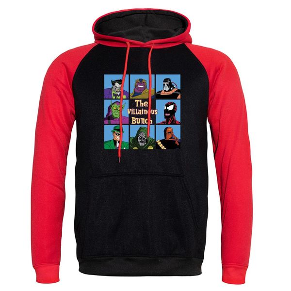 

the villainous bunch cartoon 2019 new vintage printed sweatshirts raglan mens autumn winter sportswear long sleeve hip hop hoody, Black