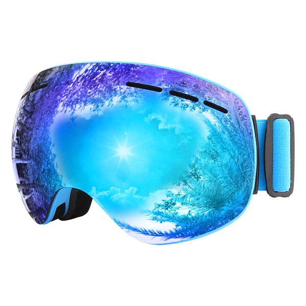 

magnet ski goggles jiepolly brand anti-fog spherical big skiing mask face glasses snowboard skating goggles for men women