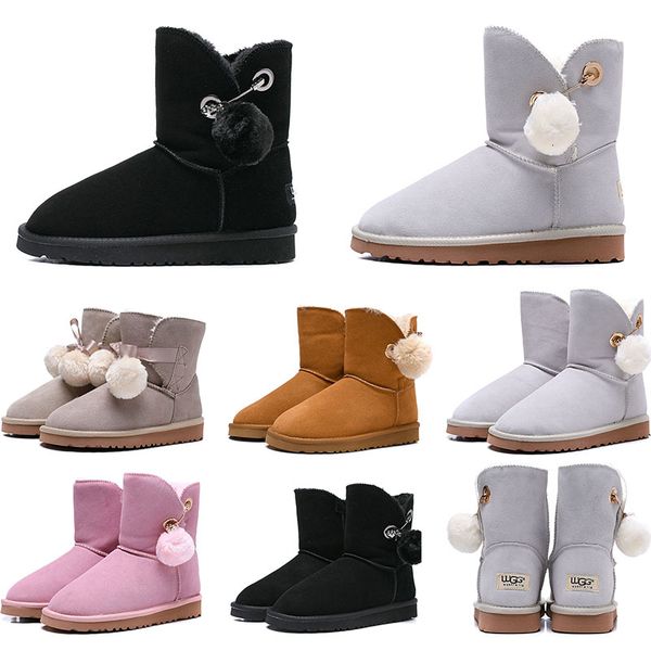 

hotsale женщины boots австралия классические snow boots ргд tall натуральной кожи bailey hairball девушка зима desinger keep warm размер 36