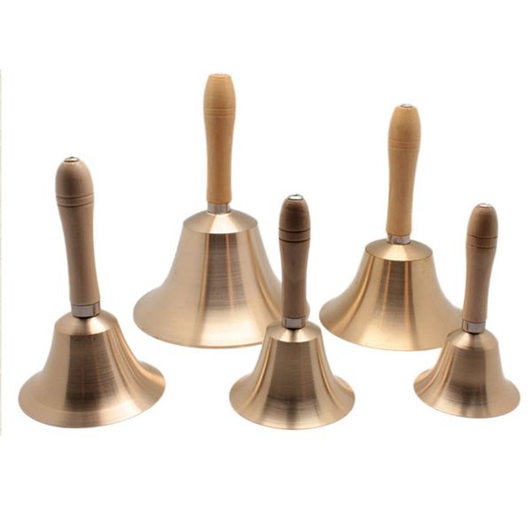 

8-9.5cm 2019 christmas bells wooden handle copper bell for noble reception dinner shop l church hand rattle school handbell