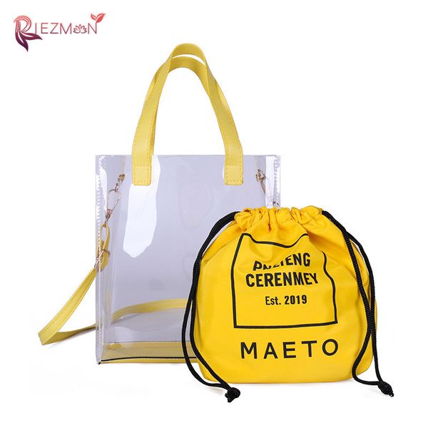 

riezman bags 2020 summer fashion letters transparent jelly bag canvas handbag beach bag shoulder messenger ladies hand bags