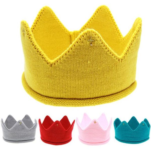 

headbands hat 2019 fashion elastic head accessories new cute baby crown knit headband hat baby gift for boys and girls#40, Slivery;white