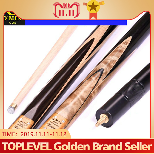 

2019 o'min victory one piece snooker cue kit with case with extension 3/4 jointed snooker cue 10mm tip maple shaft