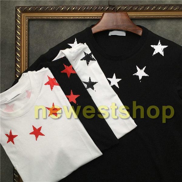 

2020 summer luxury mens broken pentagram print t shirt five pointed star t shirt cotton t shirt casual designer tshirt casual top, White;black