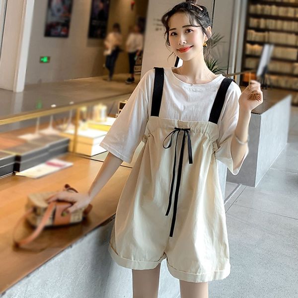 

женщины комбинезоны комбинезон лето плюс размер сладкие широкие ноги повседневные брюки сыпучие высокой талией мешковатые шорты комбинезоны, Black;white