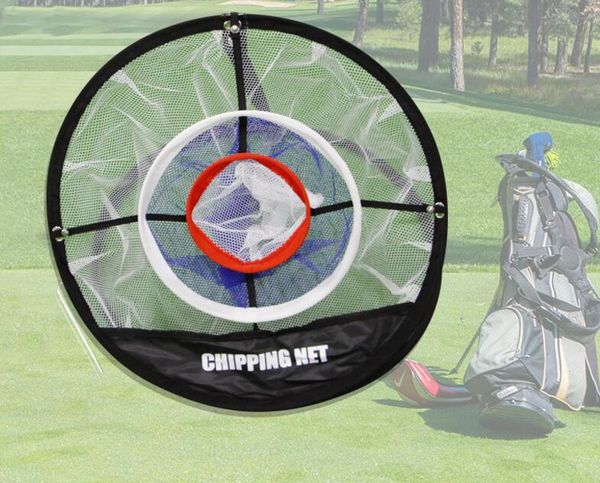 

2pcs golf pop up indoor outdoor chipping pitching cages mats practice easy net golf training aids metal + net