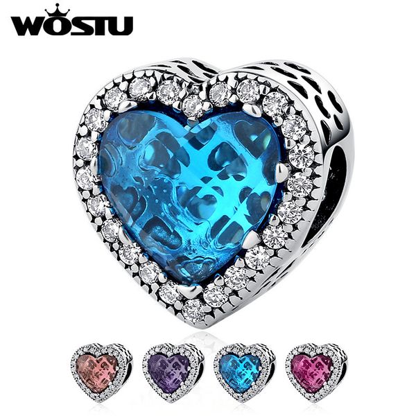 

горячие продажи 100% 925 стерлингового серебра ослепительная radiant heart shape charm beads fit оригинальный wst браслет аутентичные ювелир, Blue;slivery