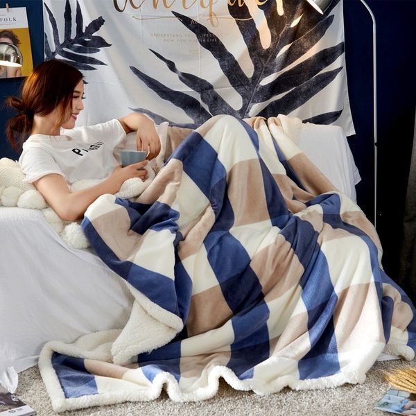 

whism stylish two-double warm plaid weighted blanket 6 designs 2 sizes sherpa throw blanket soft blankets for beds sofa manta
