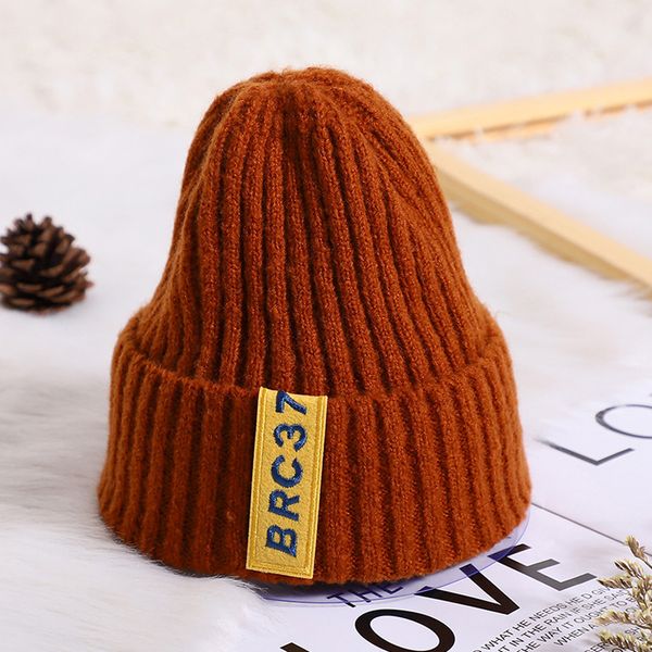 

2019 fashion baby winter hat knitted cap girl boy soft warm beanie hat solid color children hats headwear toddler kids dropship, Yellow