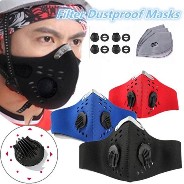 

us stock breathable activated carbon cycling mask bike road bicycle half face dustproof cycling running sports fy9037 with 1 filter free, Black