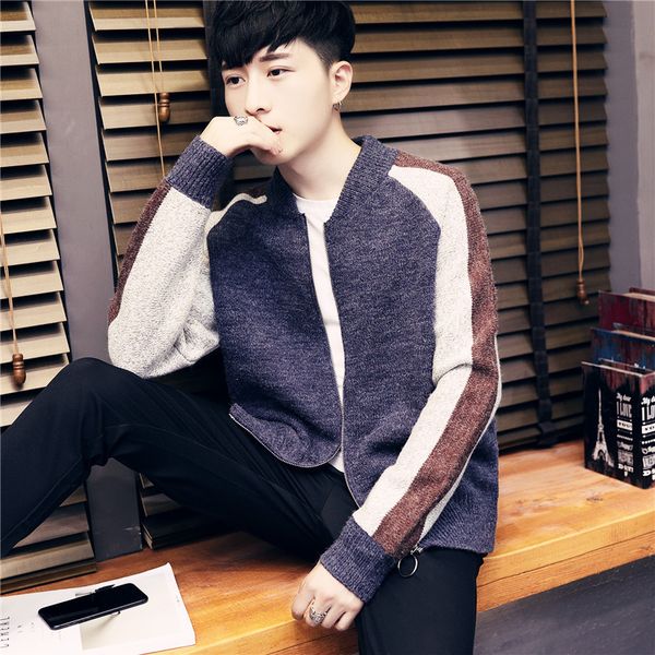 

mrmt 2019 brand men's knitted sweaters autumn and winter jacket color zipper long-sleeved sweater for male men's sweater, White;black