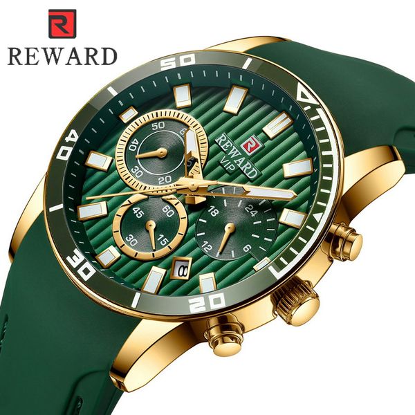 

reward new watches men chronograph men sport watches leather strap quartz wristwatch relogio masculino, Slivery;brown