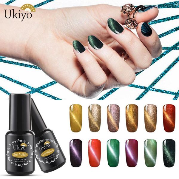 

ukiyo 8ml cat eye gel nail polish magnetic semi pernament uv led gel varnish hybrid soak off enamel lacquer nail art polish, Red;pink