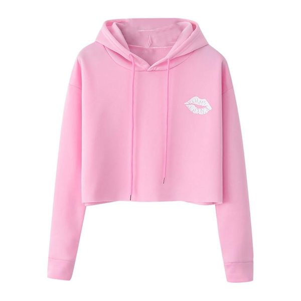 

fashion autumn winter women hoodie long sleeve lips letter printed crop ladies girls loose casual pullover, White;black