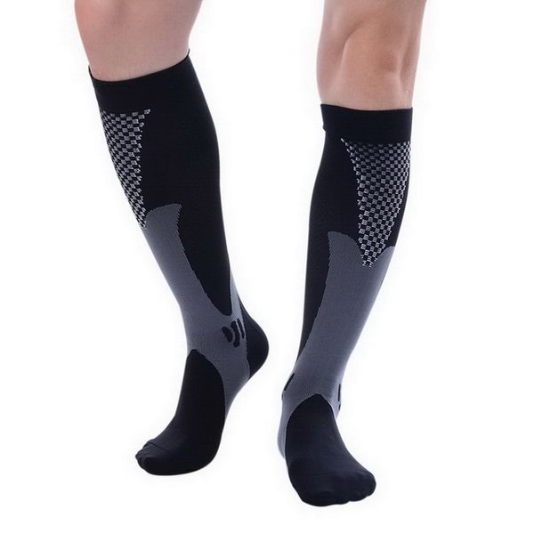 

men women compression socks leg support stretch below knee high socks for athletic running pregnancy health, Black