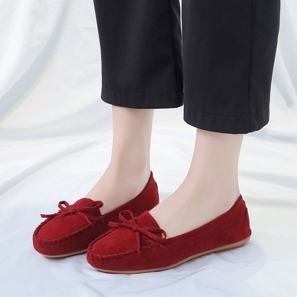 

round toe fashion shallow women slip-on flats solid casual loafer shoes butterfly-knot spring autumm women shoes, Black