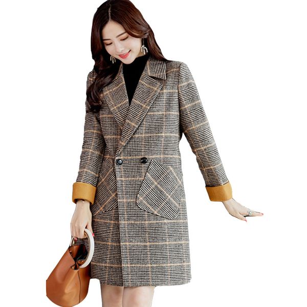 

2018 women's coat wool long sectionkawaiiveste laine femmetwotwinstyle cashmerewarm thickening, Black