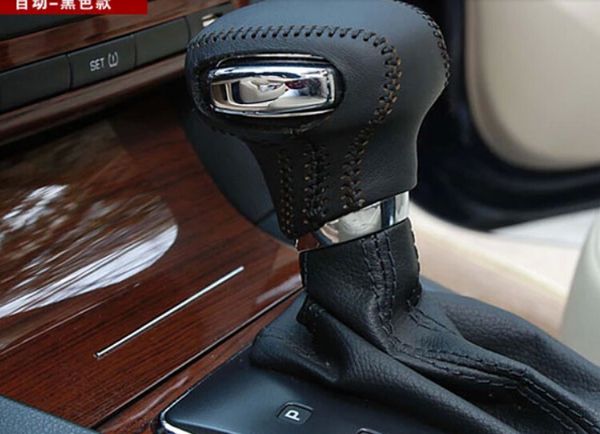 

car hand-sewing gear stick genuine leather sheath cover for octavia superb fabia superb automatic transmission