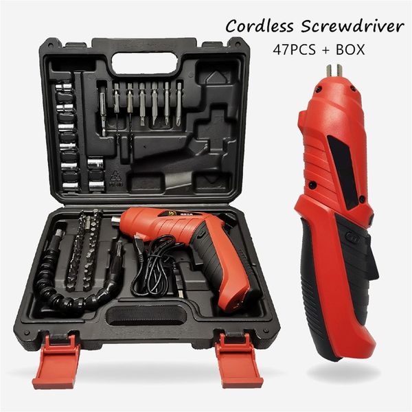 

220v 47pcs cordless screwdriver foldable electric screwdriver rechargeable 250r/min with work light