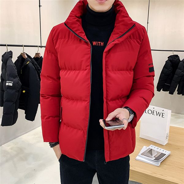 

men's cotton clothing winter 2019 new collar men's short coat cotton trend handsome clothing, Black
