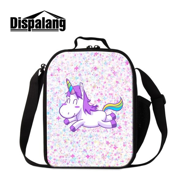 

dispalang cartoon unicorn messenger lunch bag for kids small animal prints insulated cooler bag children portable picnic bags, Blue;pink