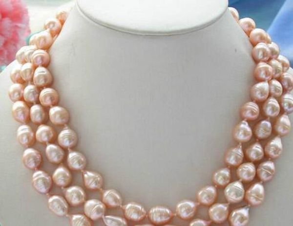

clÃ¡sico de 11-12mm rosa barroco perla natural pulgadas collar, Silver