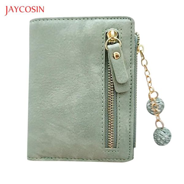 

jaycosin женщины 2020 новый короткий кошелек мода твердые молнии портмоне мягкая кожа держатель карты с цепочкой женский клатч cartera, Red;black